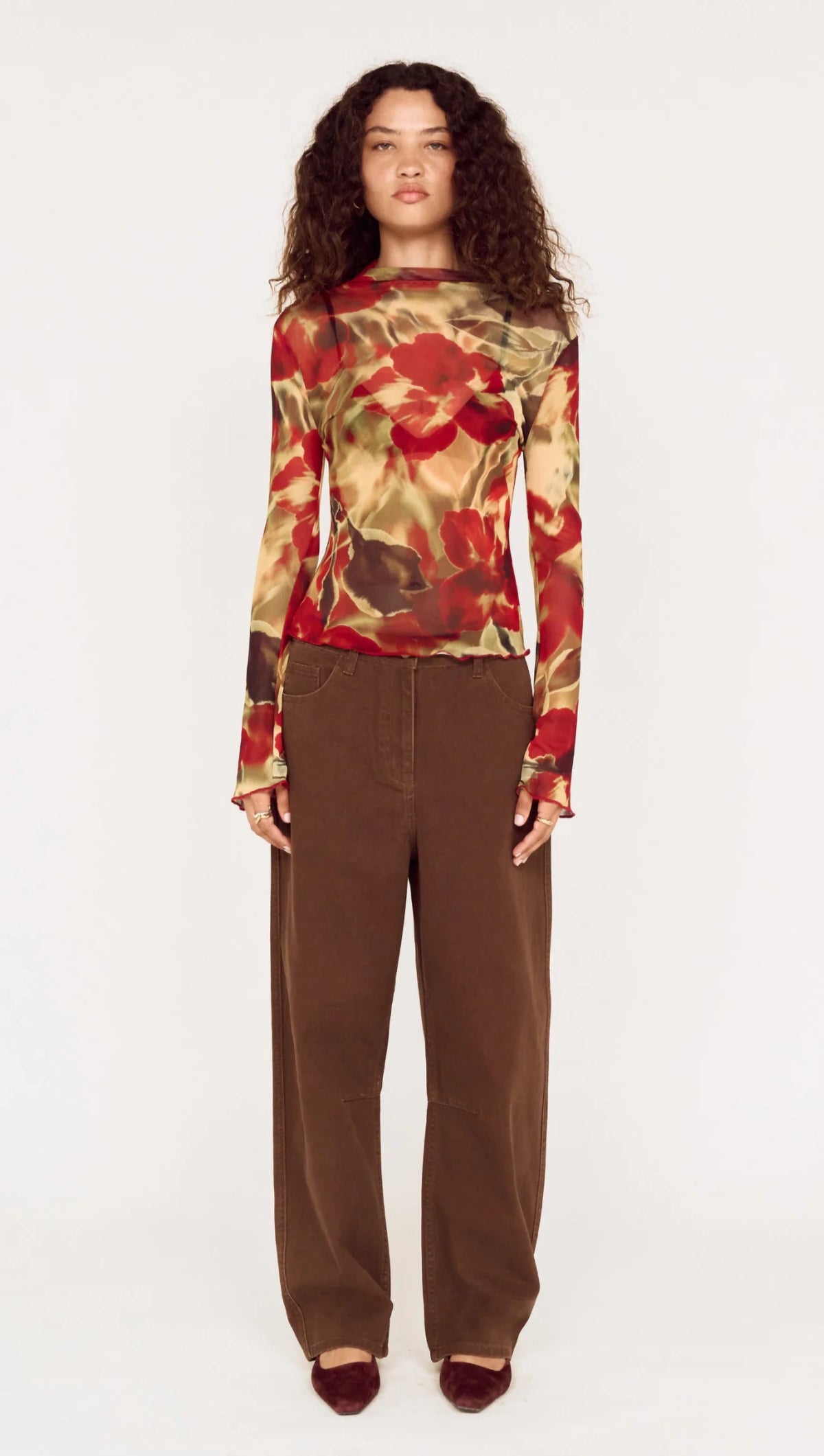Mink Pink Kiara Barrel Leg Denim Chocolate