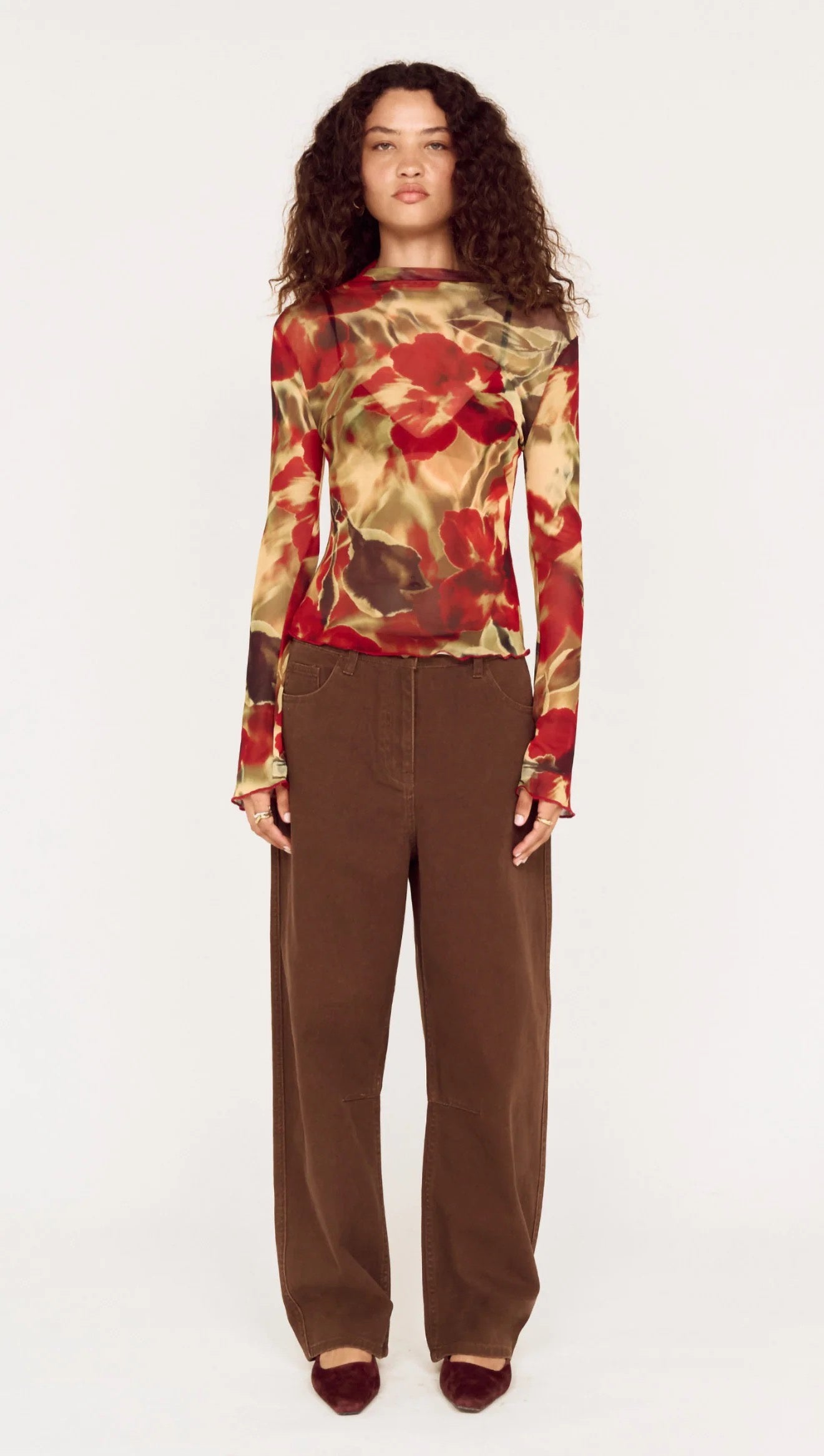 Mink Pink Kiara Barrel Leg Denim Chocolate