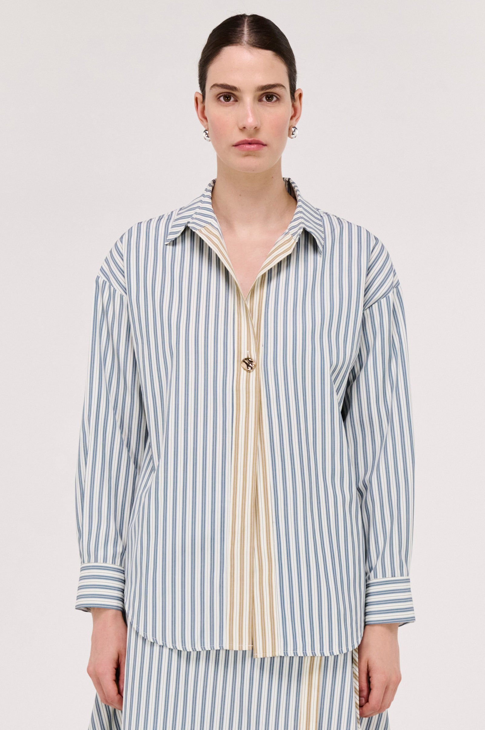Staple The Label Amari Oversized Shirt Blue/White Stripe