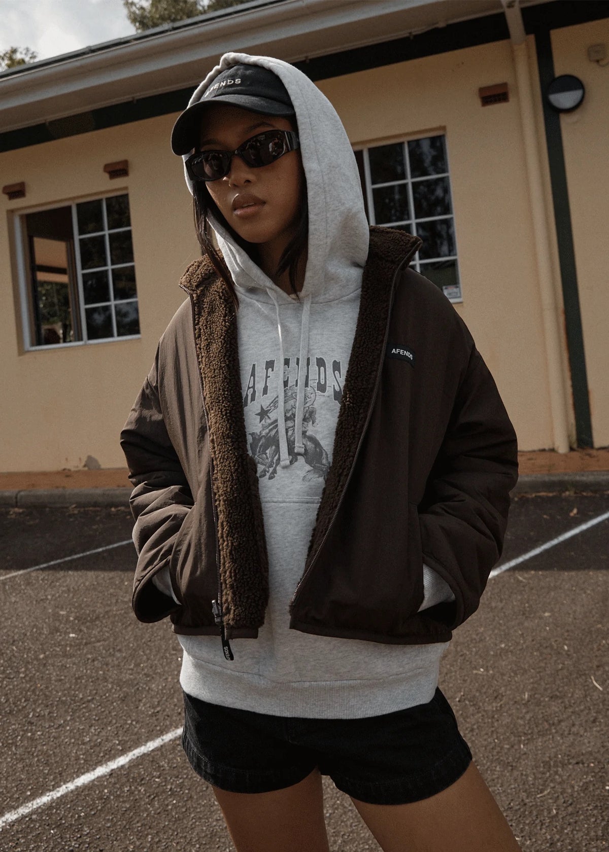 Afends Berlin - Reversible Polar Fleece Jacket - Coffee