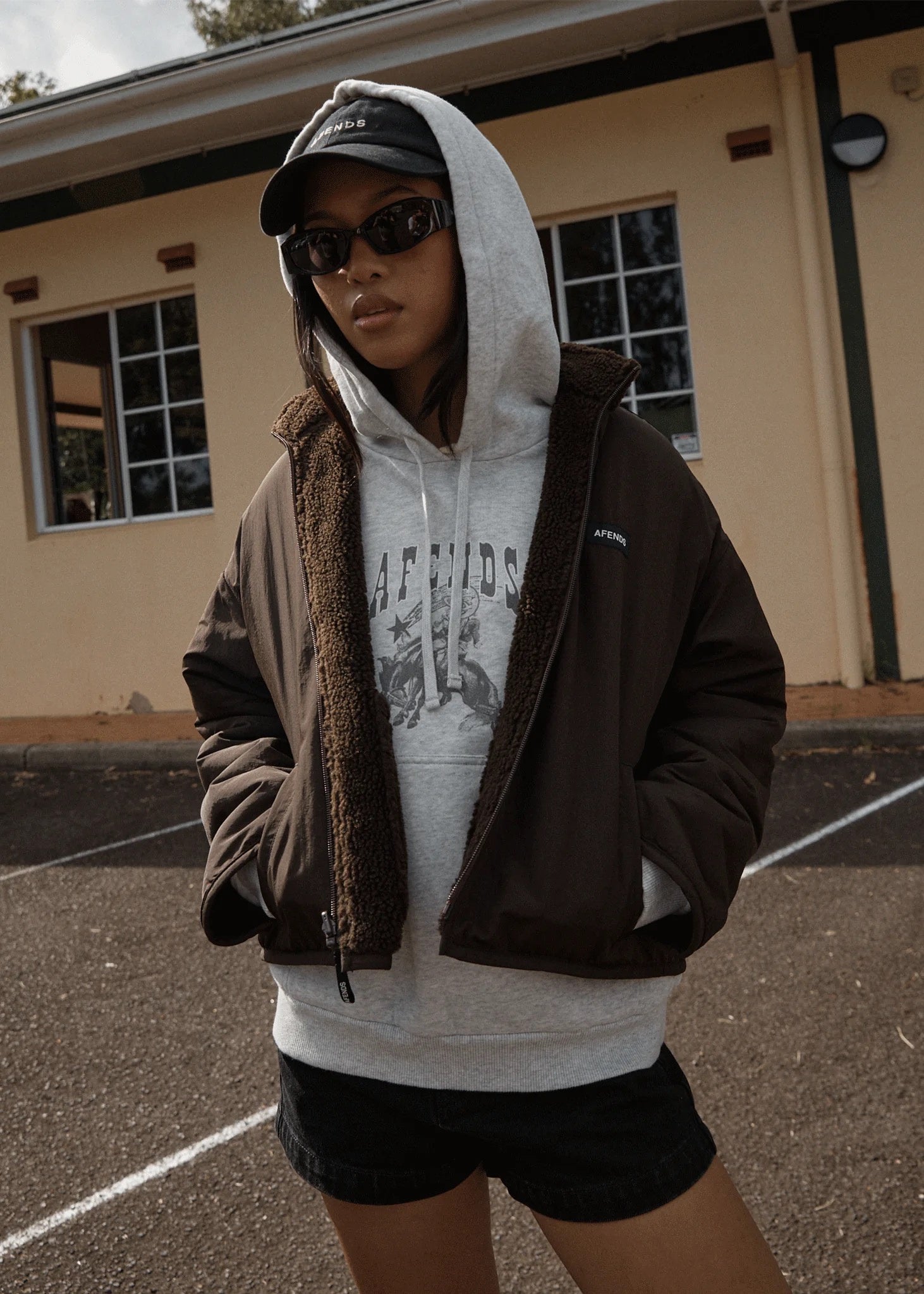 Afends Berlin - Reversible Polar Fleece Jacket - Coffee