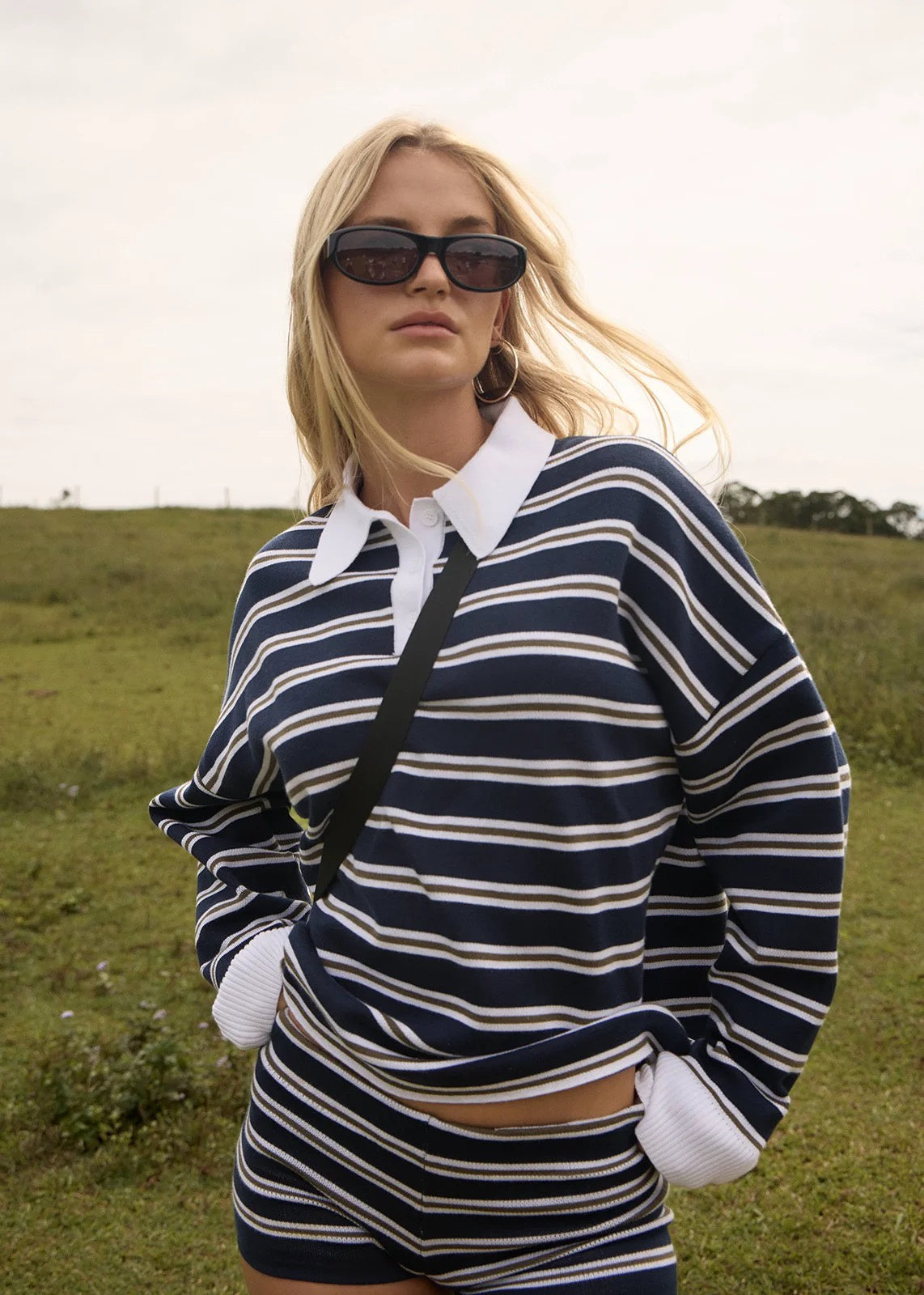 Afends Delta - Knit Shirt - Navy Stripe