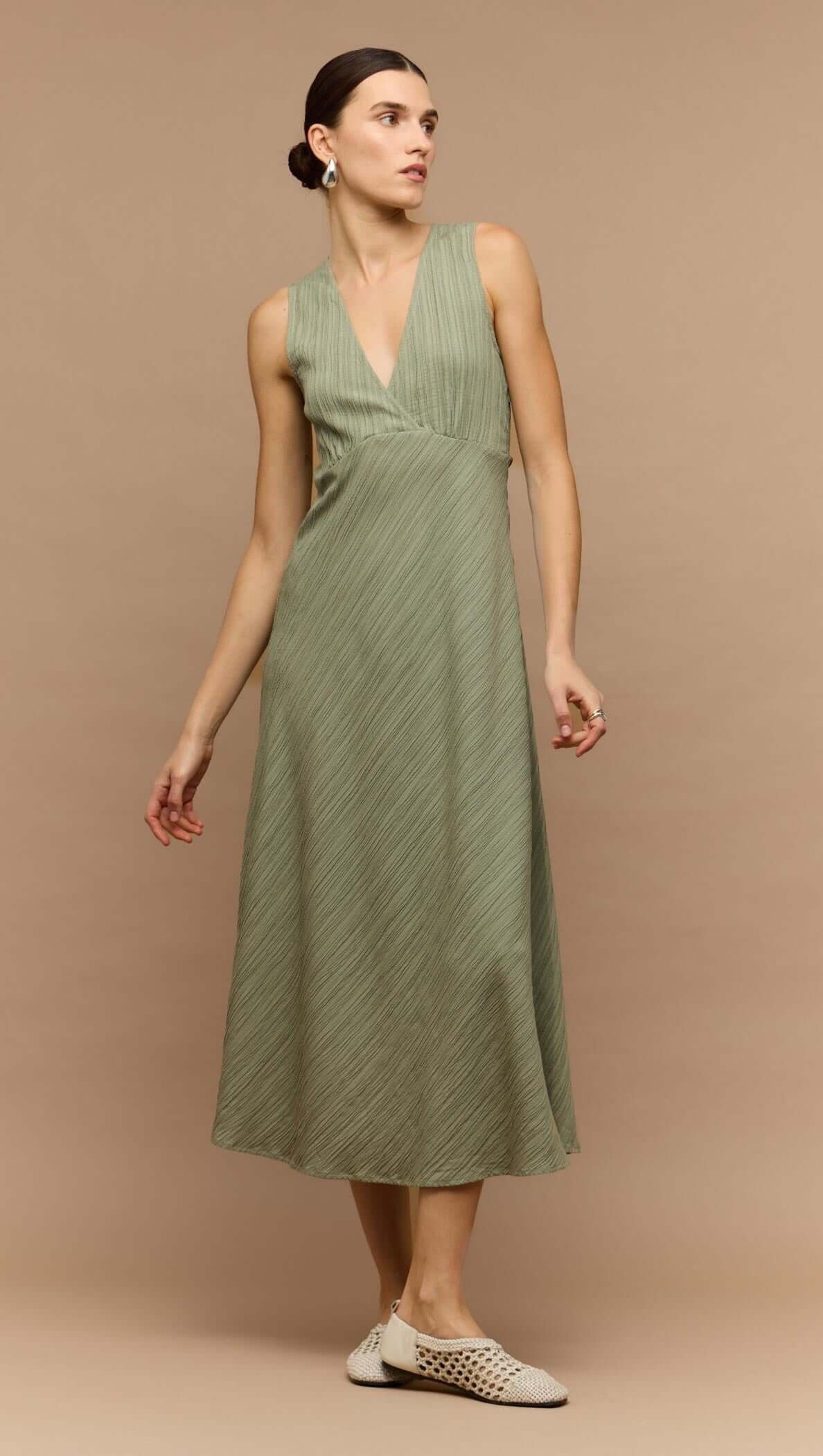 Staple the Label Amira Bias Midi Dress Sage