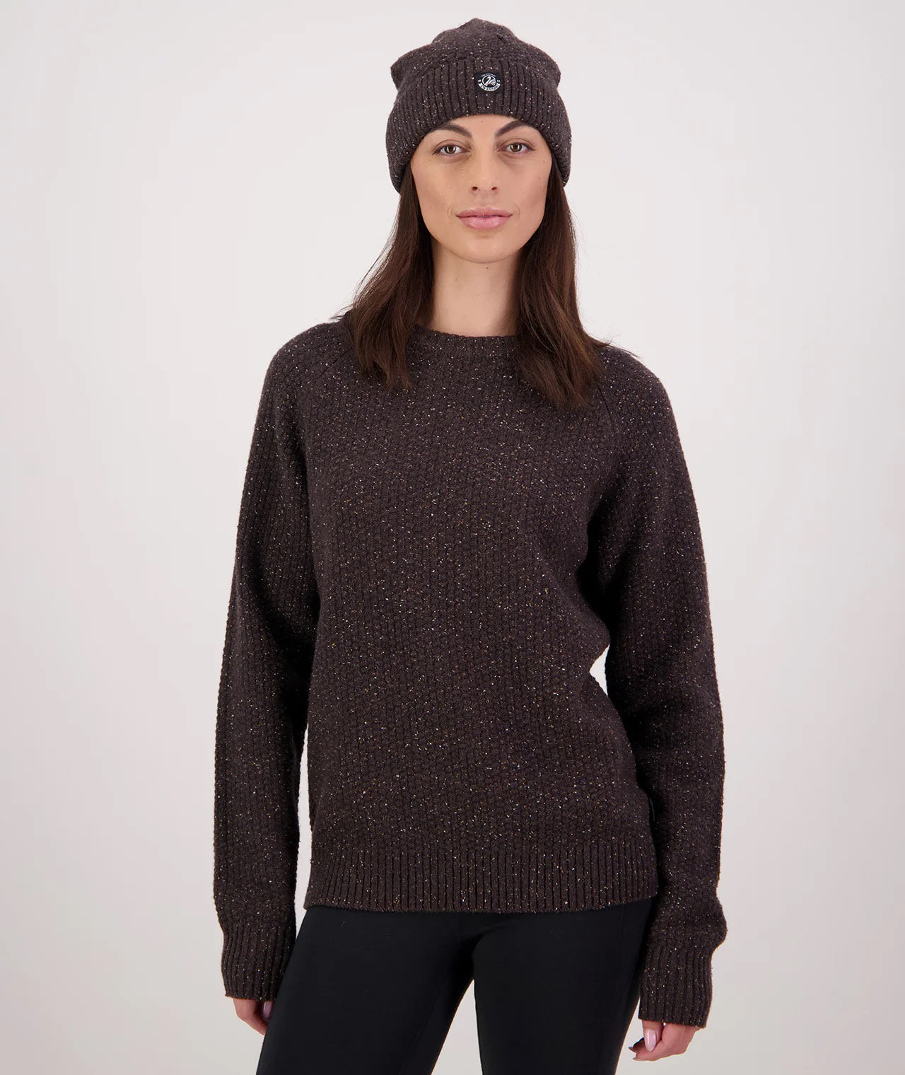 Swanndri Women's Lyttelton Waffle Crew Espresso Marle