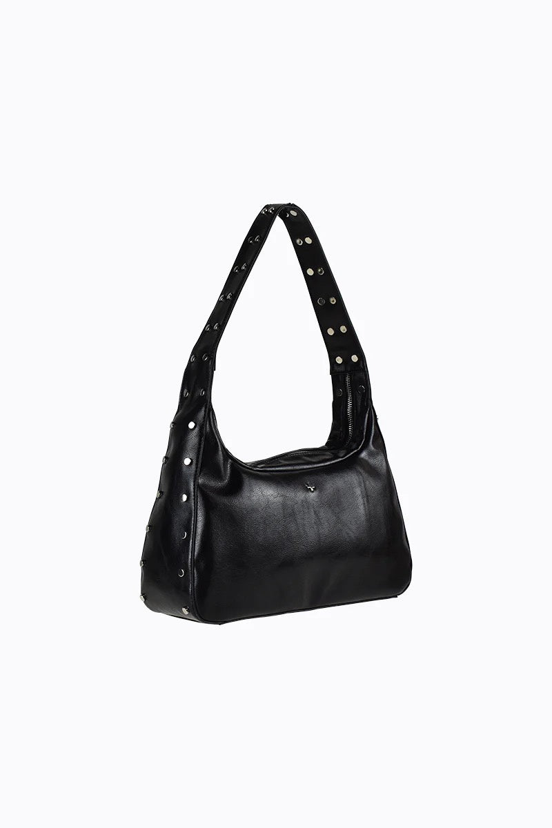 Peta + Jain Soho Studded Shoulder Bag - Black Crinkle