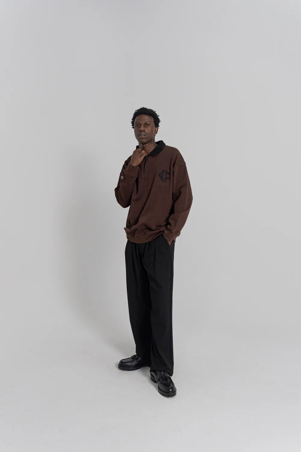 Crate 1/4 Zip Up Box Crew Brown