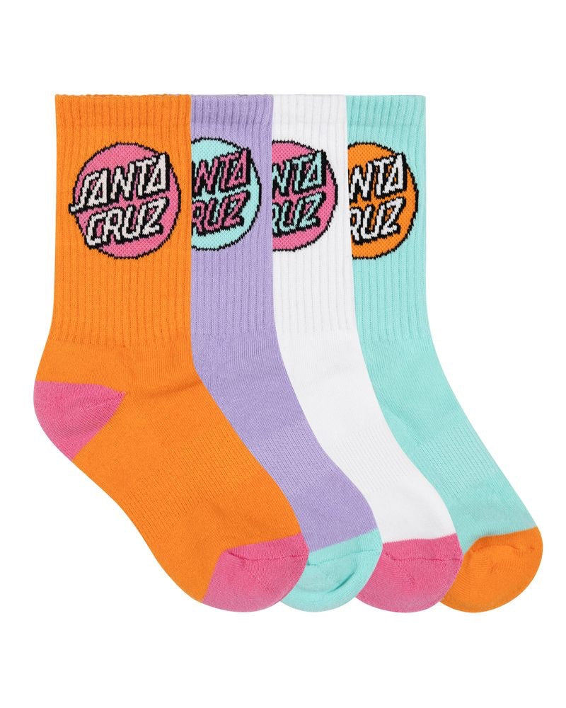 Santa Cruz Youth Other Dot Crew Sock 2-6 Girls 4 Pack