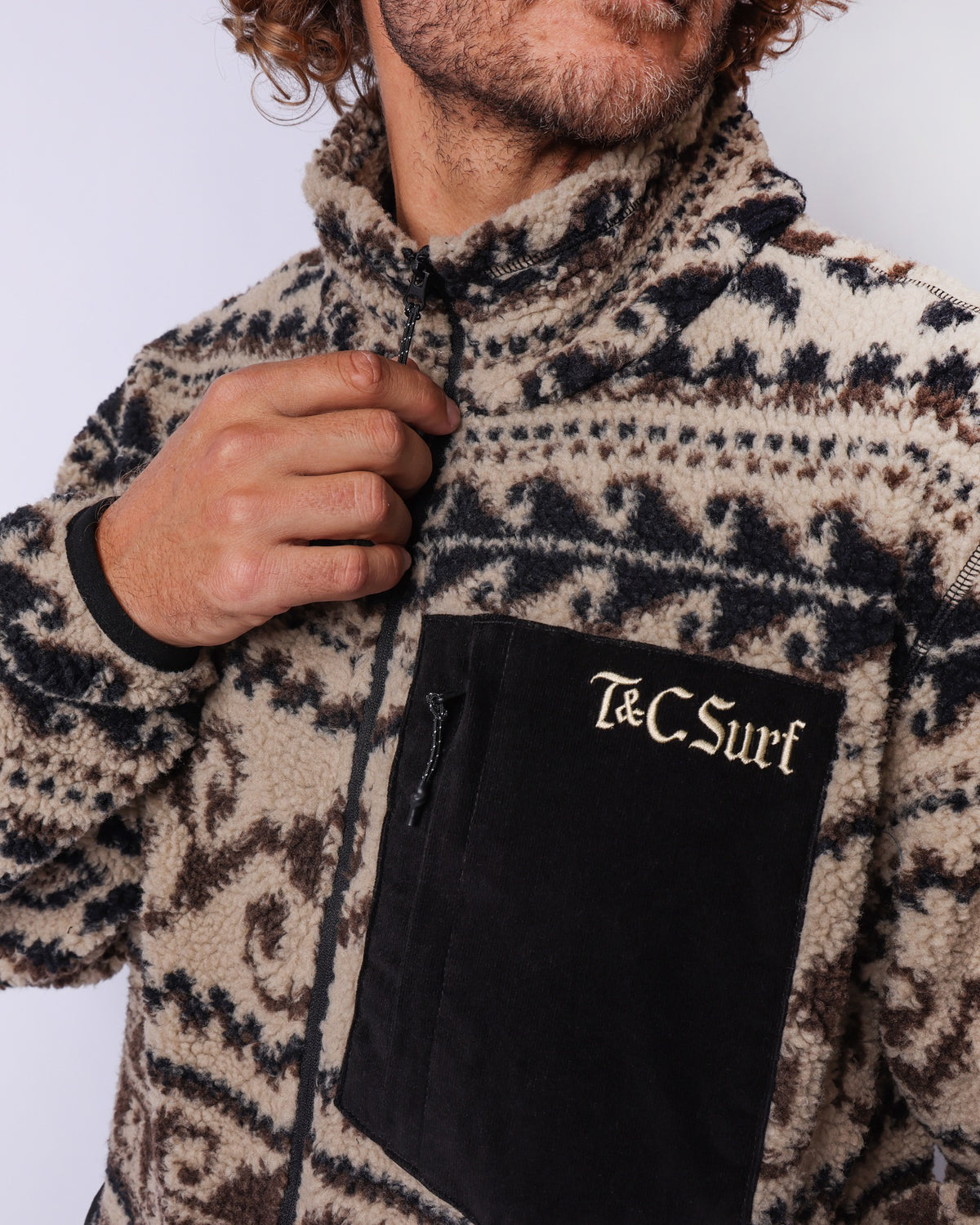 T&amp;C Breaker Zip Thru Polar Fleece Sand