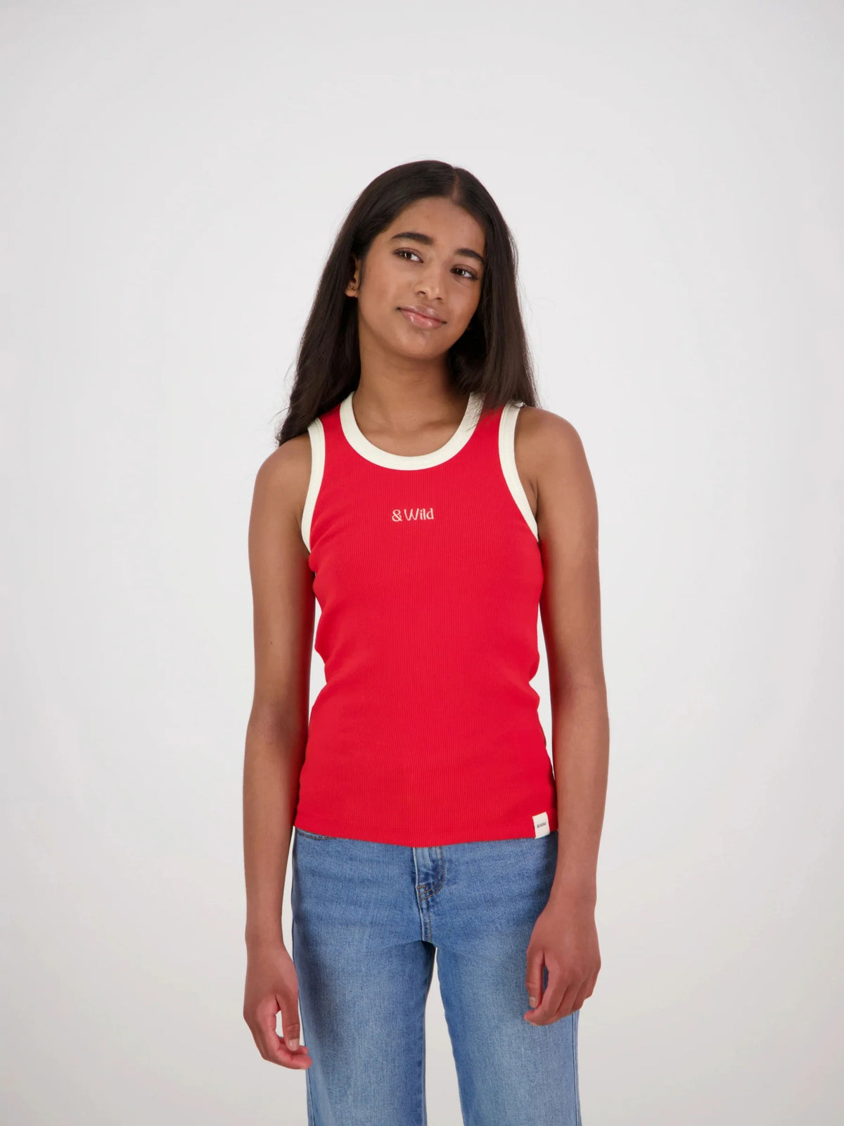 &amp;Wild Nova Ribbed Singlet Red/Cream