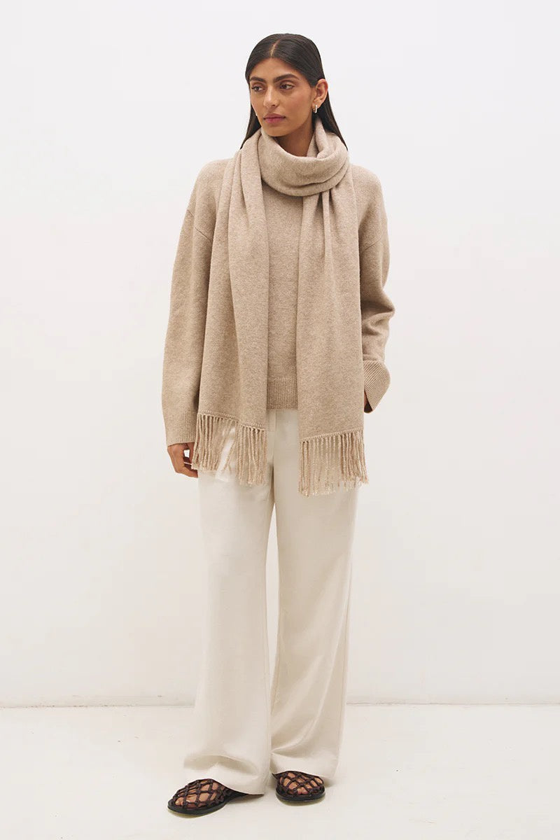 Mon Renn Scarf Knit Jumper Natural