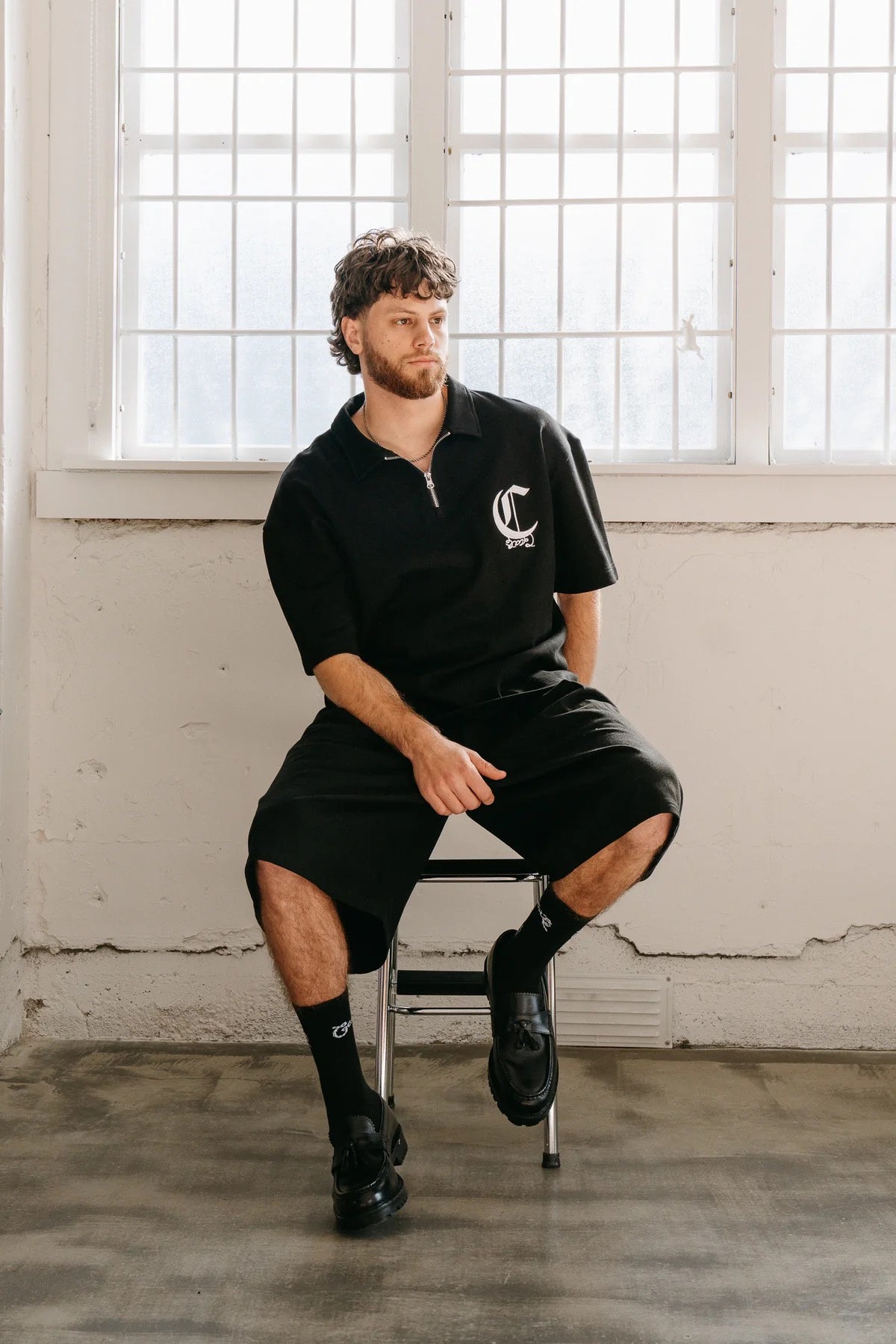 Crate Zip Polo Shirt Black