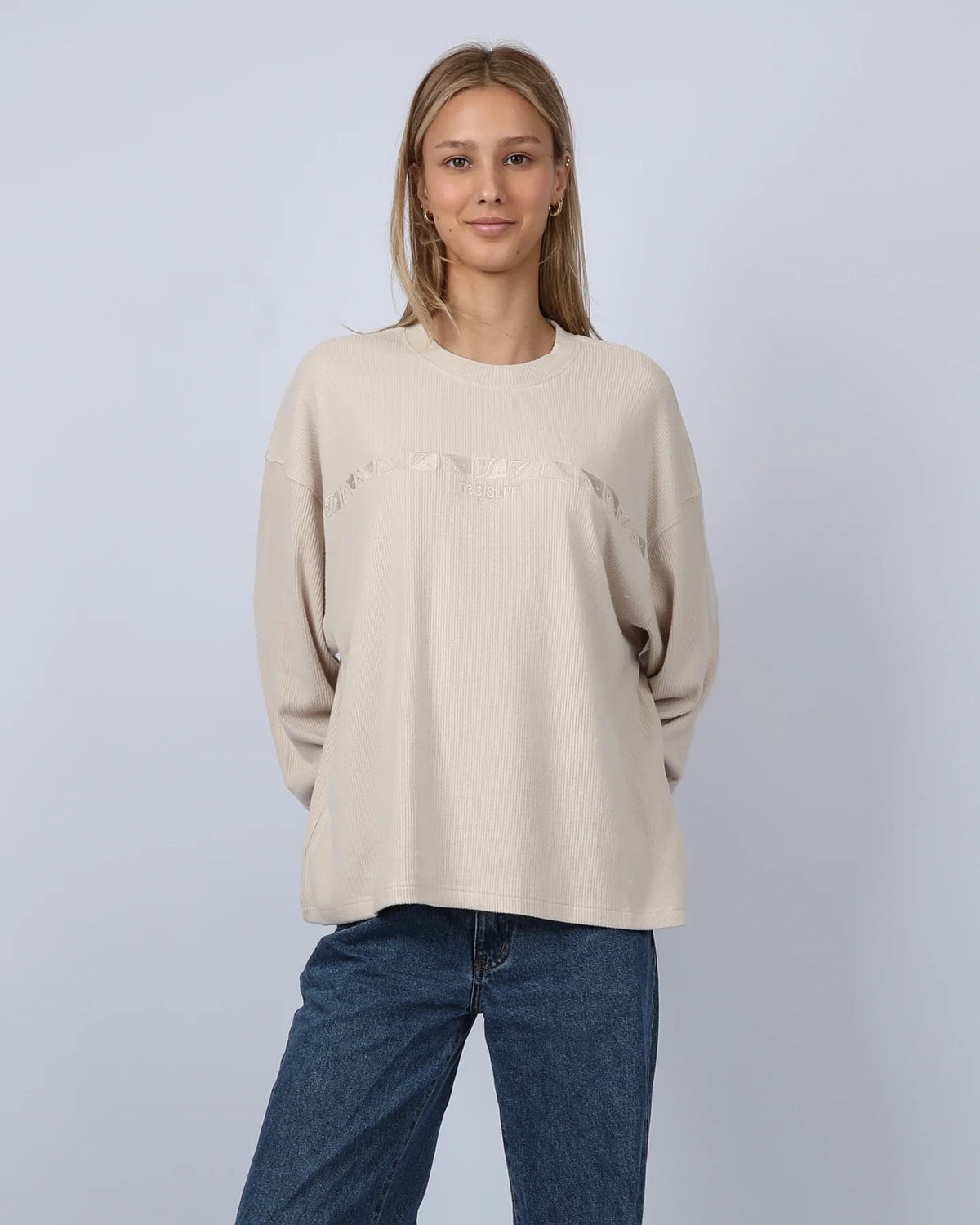 T&amp;C Horizon Rib Crew Natural