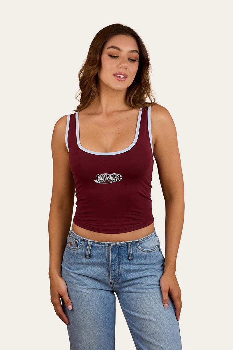 Ringers Western Villa Ringer Tank Burgundy/Light Blue