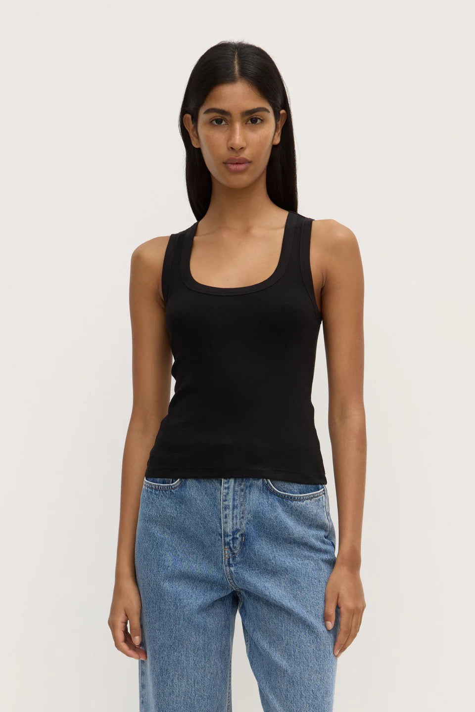 Assembly Robyn Scoop Neck Rib Tank Black
