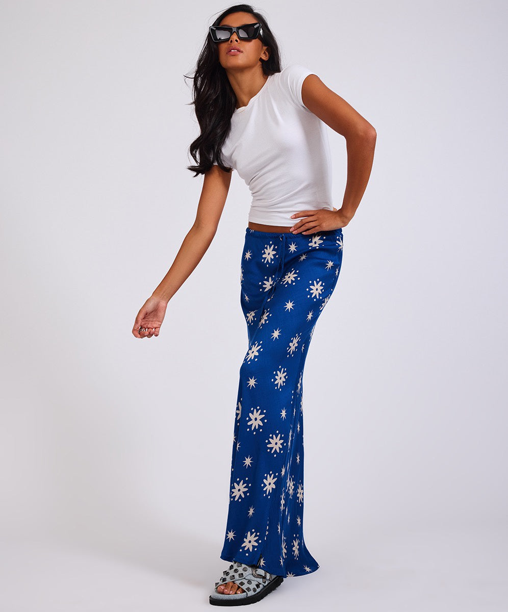 One Teaspoon Supernova Satin Slip Skirt- Blue