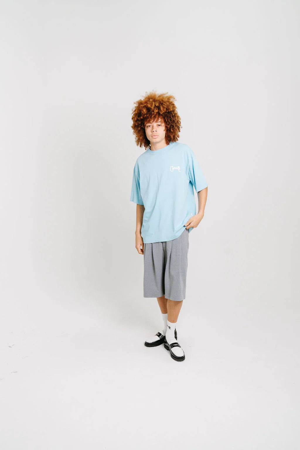 Crate Scripted Box Fit Tee Light Blue