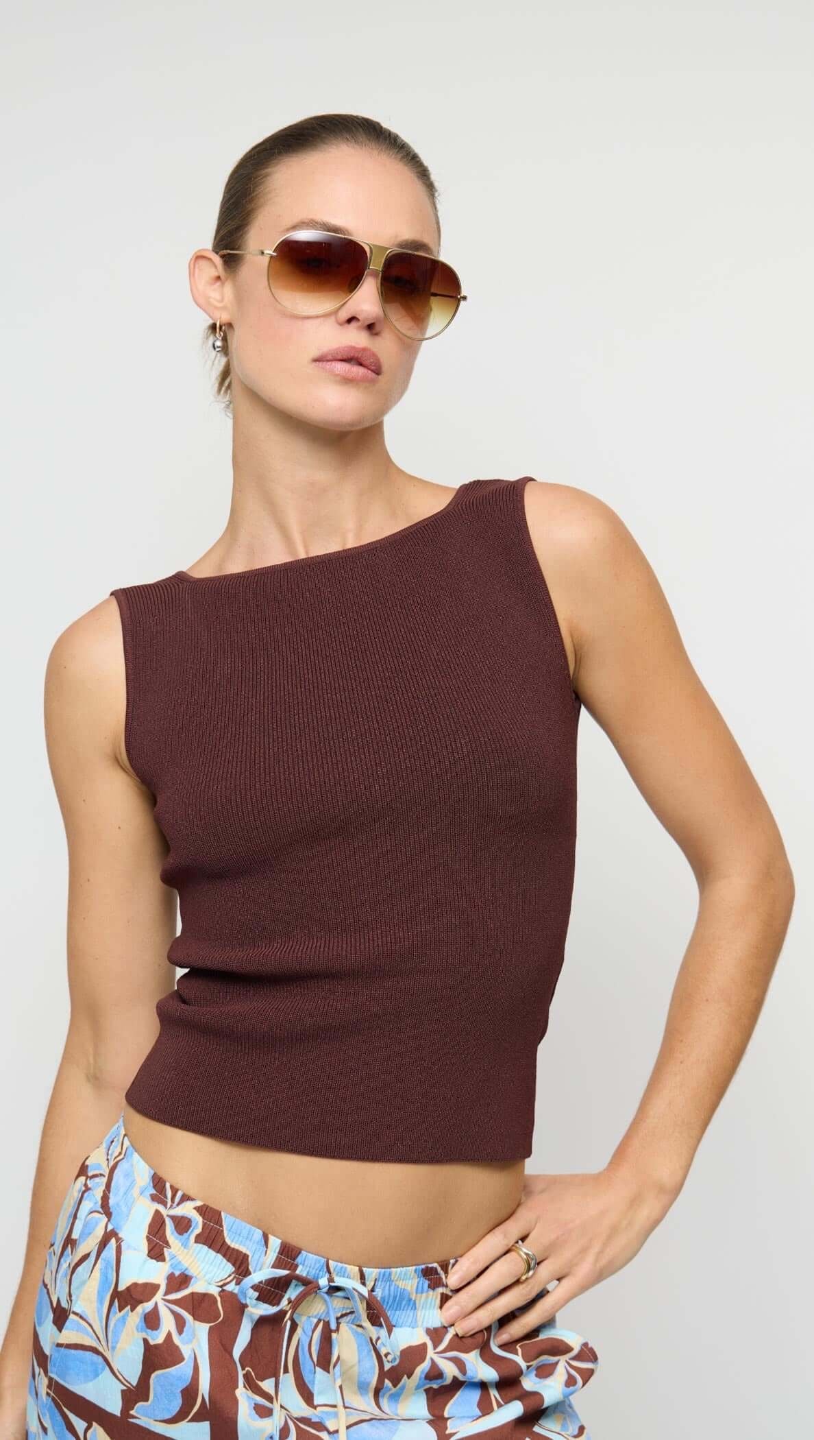 Staple The Label Moda Reversible Knit Tank Choc