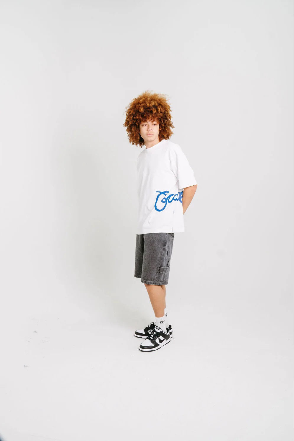 Crate Side Script Box Fit T-Shirt White/Blue