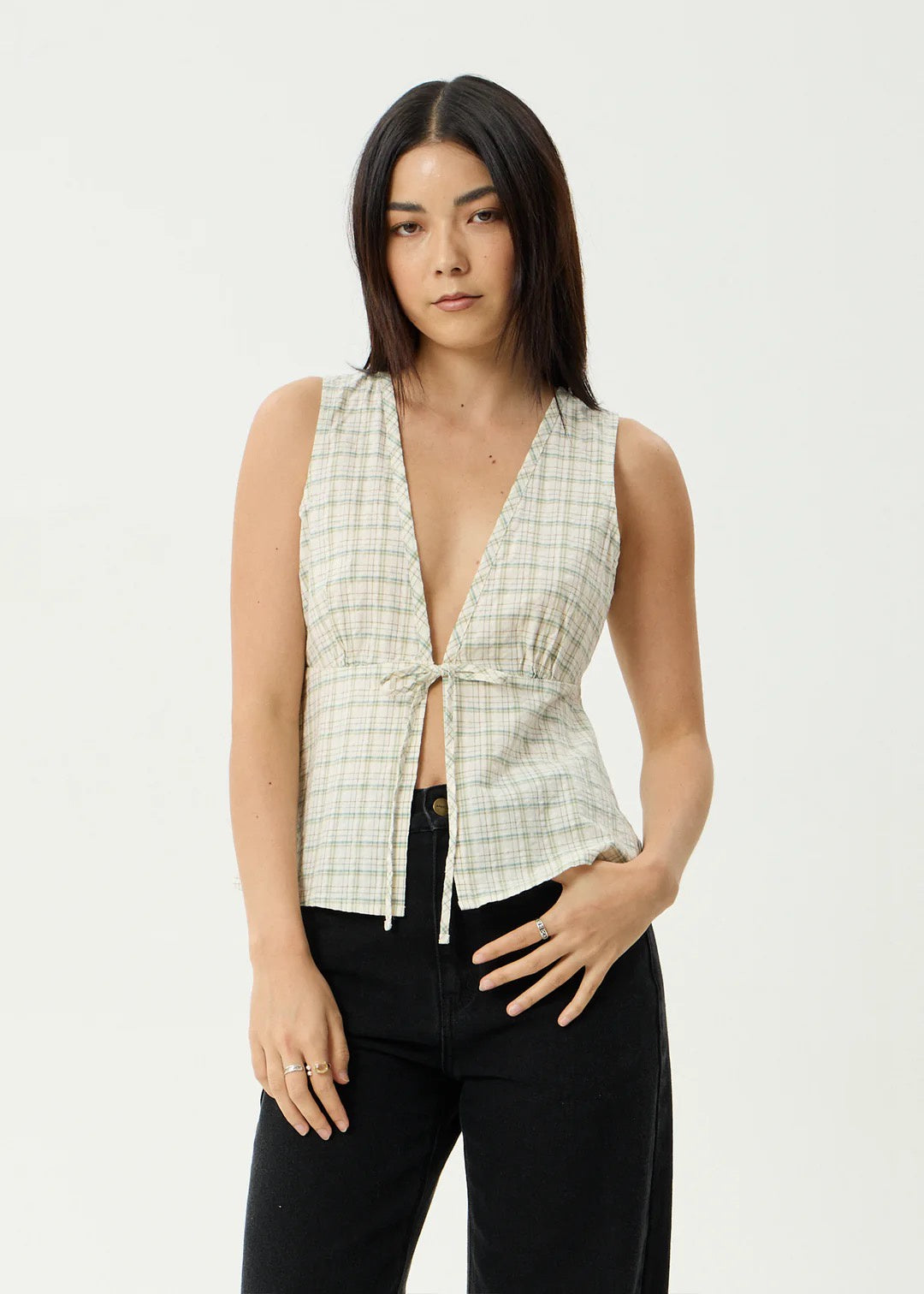 Afends Legacy - Seersucker Sleeveless Top - Boa Check