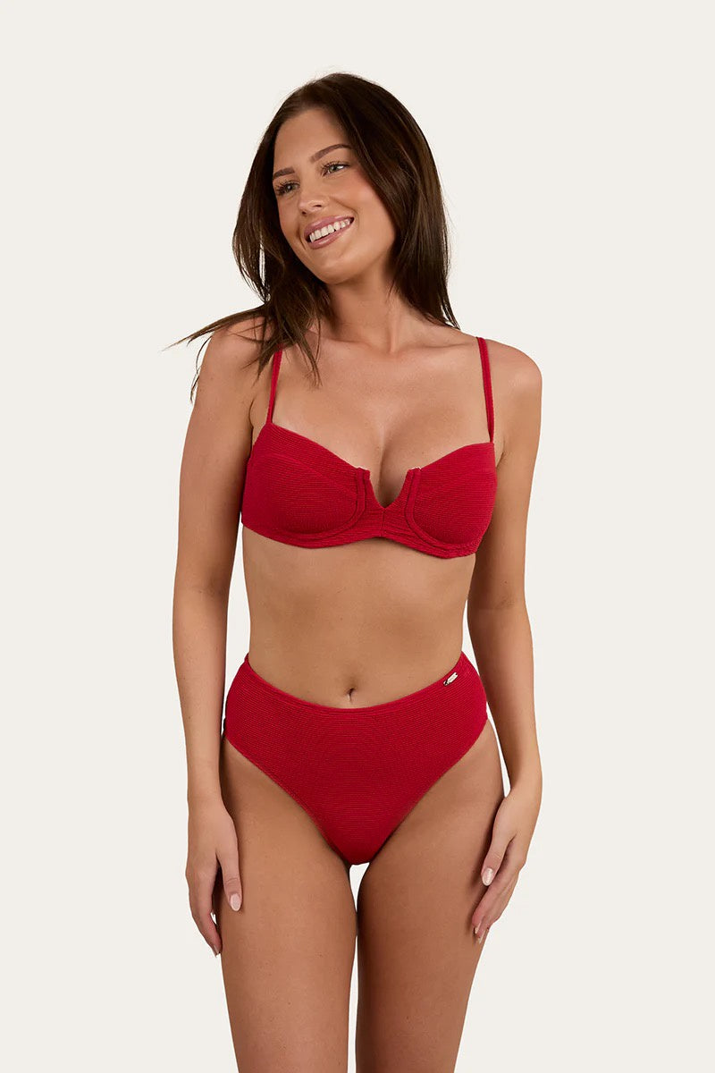 Ringers Western Country Sunset Textured Underwire Bikini Top Red
