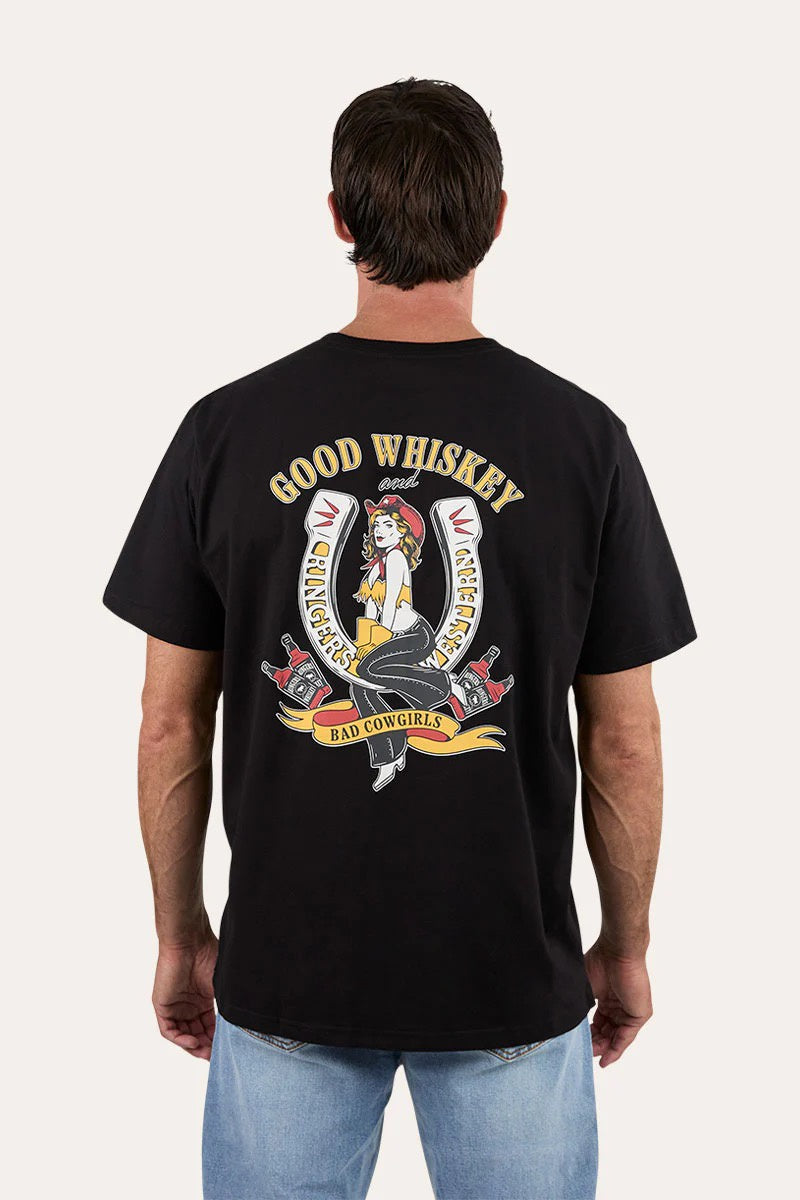 Ringers Western Bad Cowgirls Mens Loose Fit T-Shirt - Black