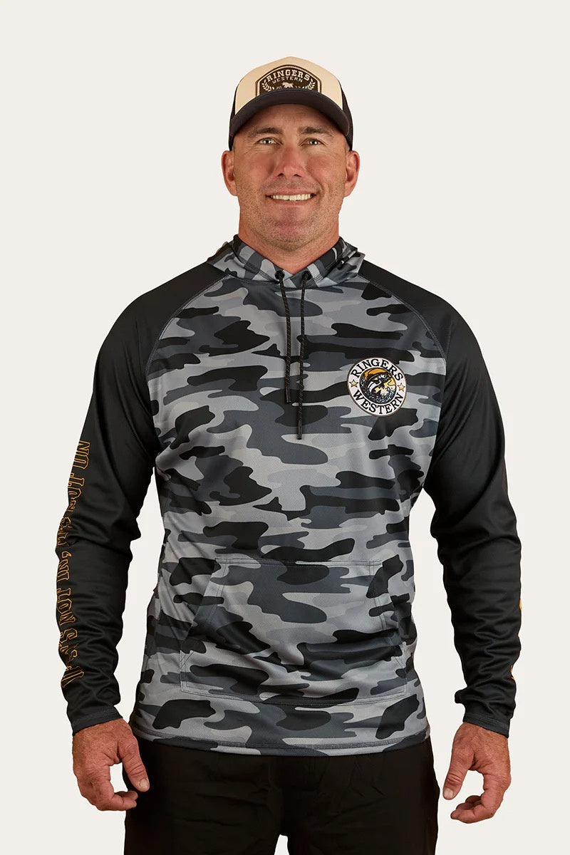 Ringers Western Big Catch Hooded Fishing Jersey - Black Camo