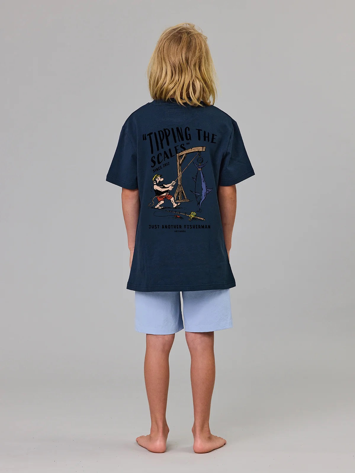 Just Another Fisherman Mini Tipping The Scales Tee Navy