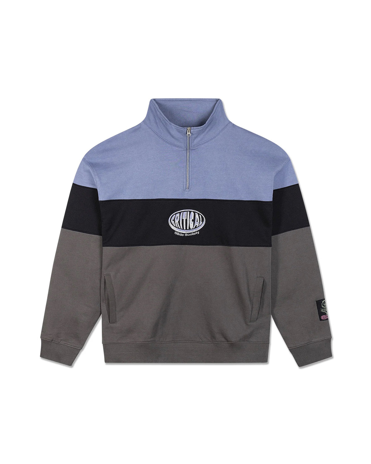 Critical Slide Buzzed Panel 1/4 Zip Crew Blue