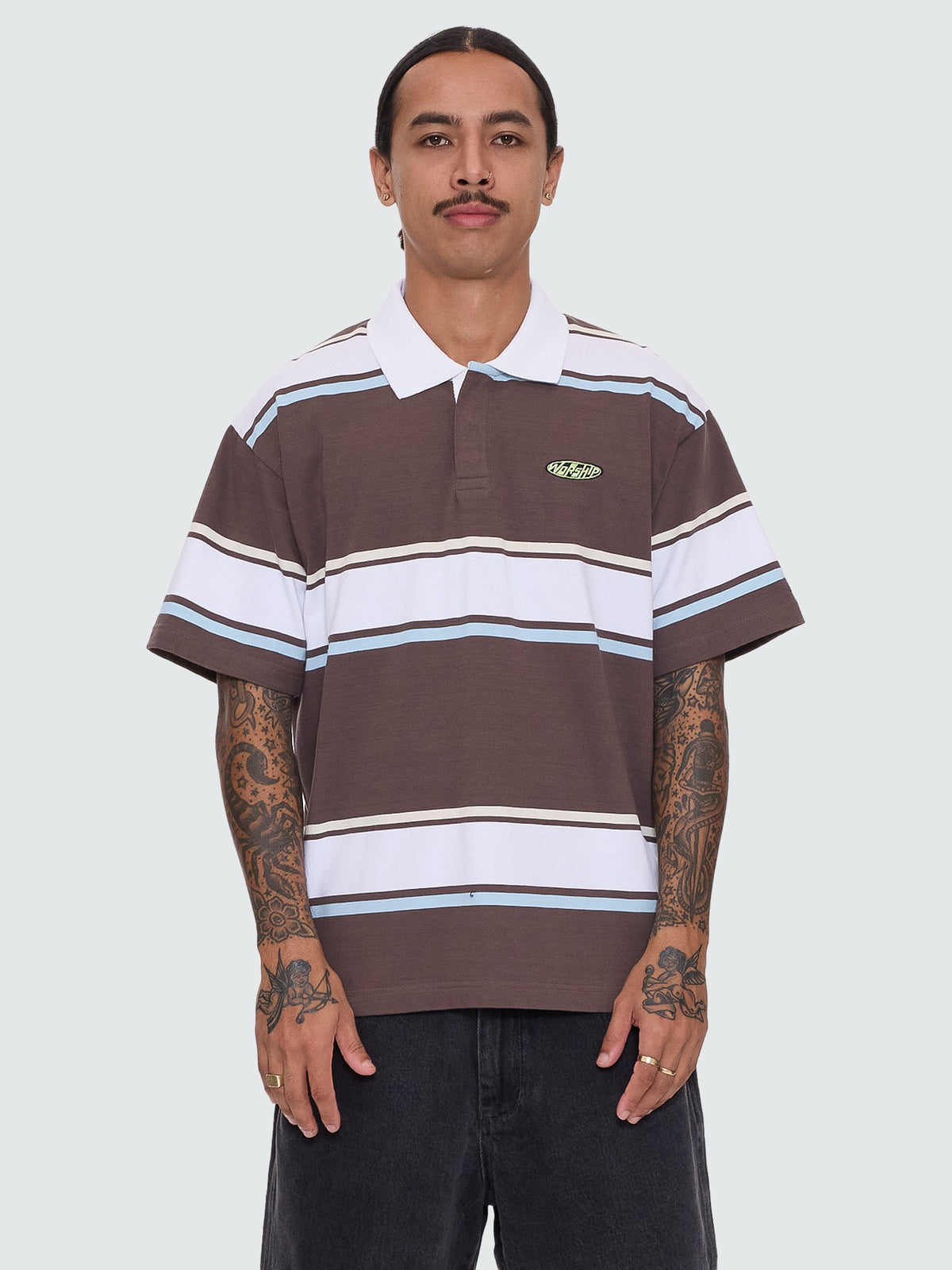 Worship Funku Short Sleeve Golf Polo Choc Brown
