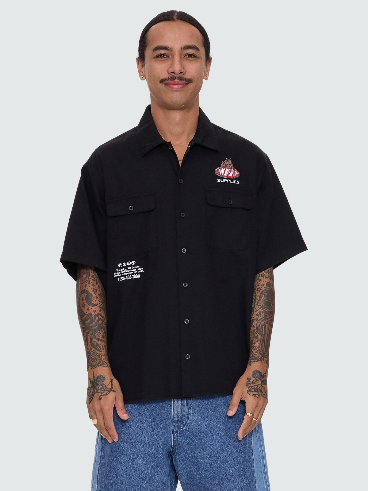 Worship Haulaz Short Sleeve Work Shirt Black