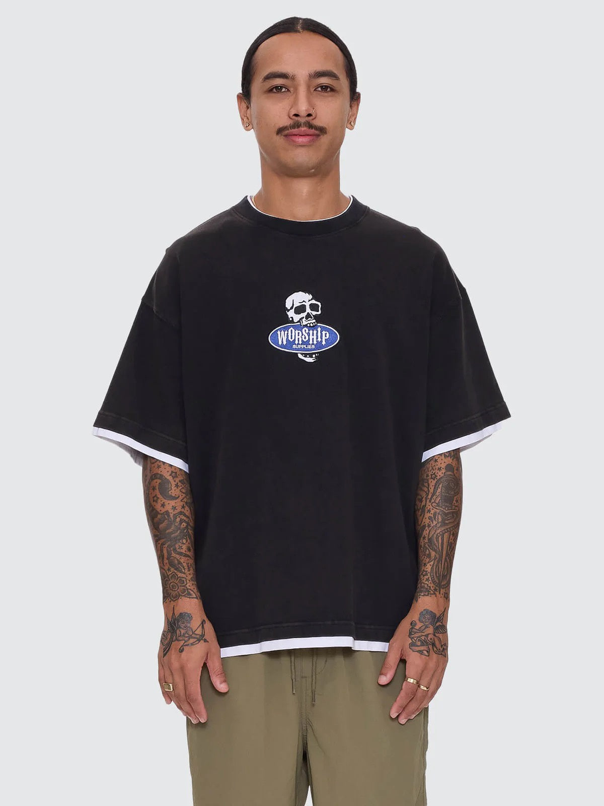 Worship Jaws Oversize Tee Washed Black