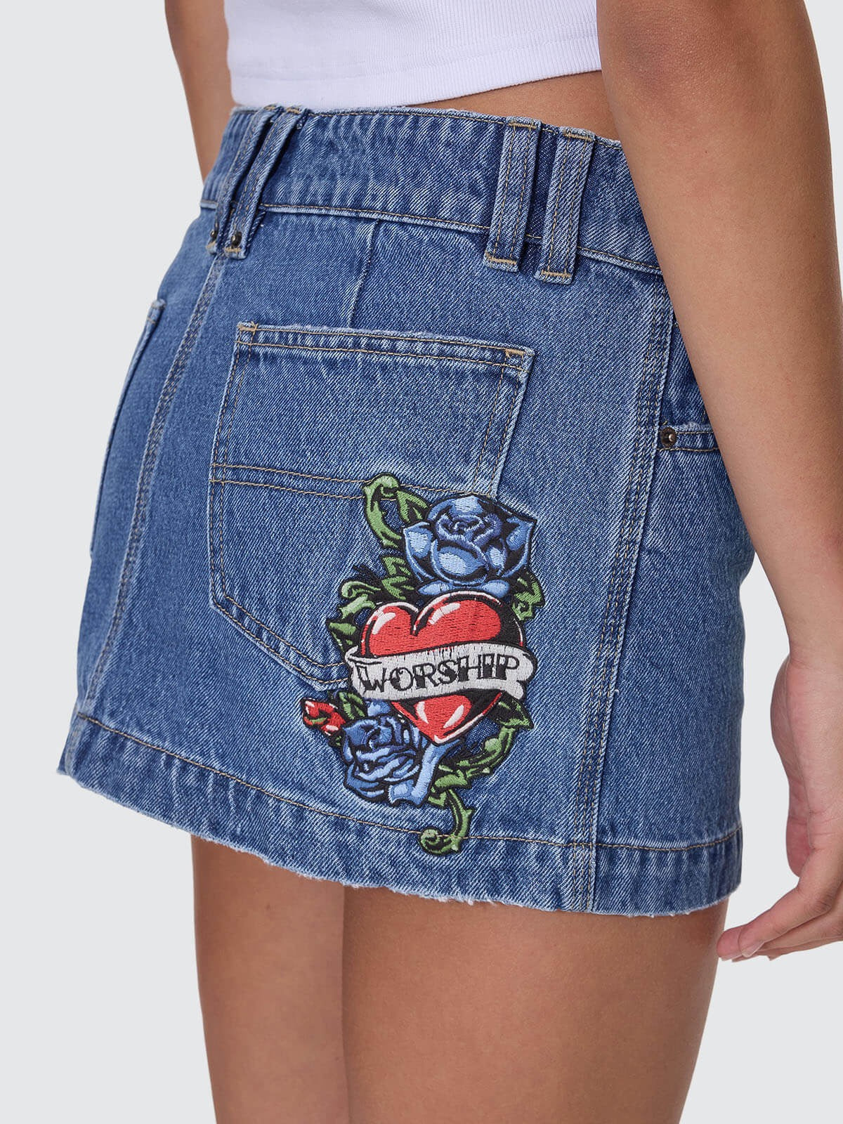 Worship No Ragrets Micro Skirt Sky High Blue