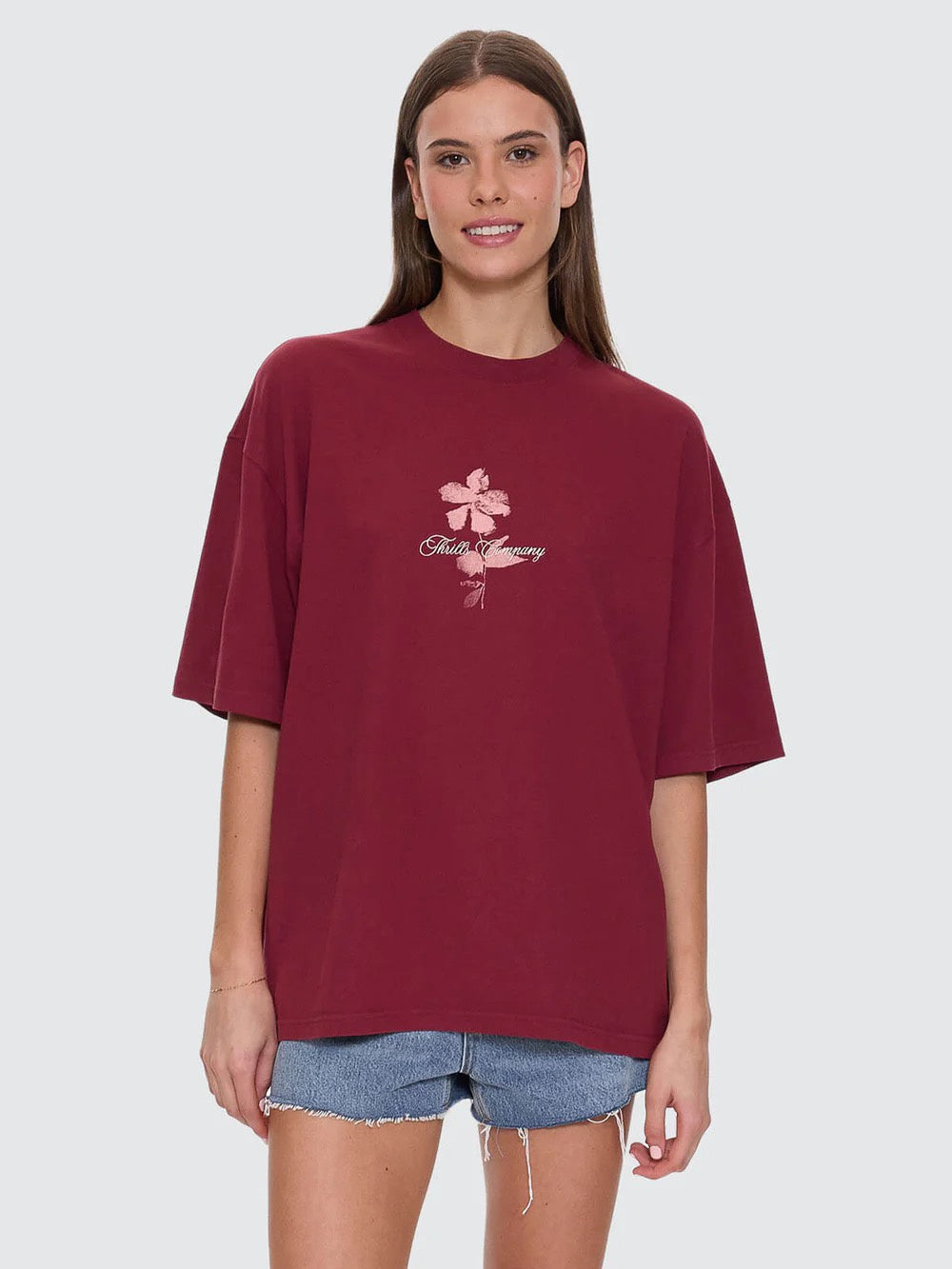 Thrills Full Bloom Oversized Tee Pomegrante