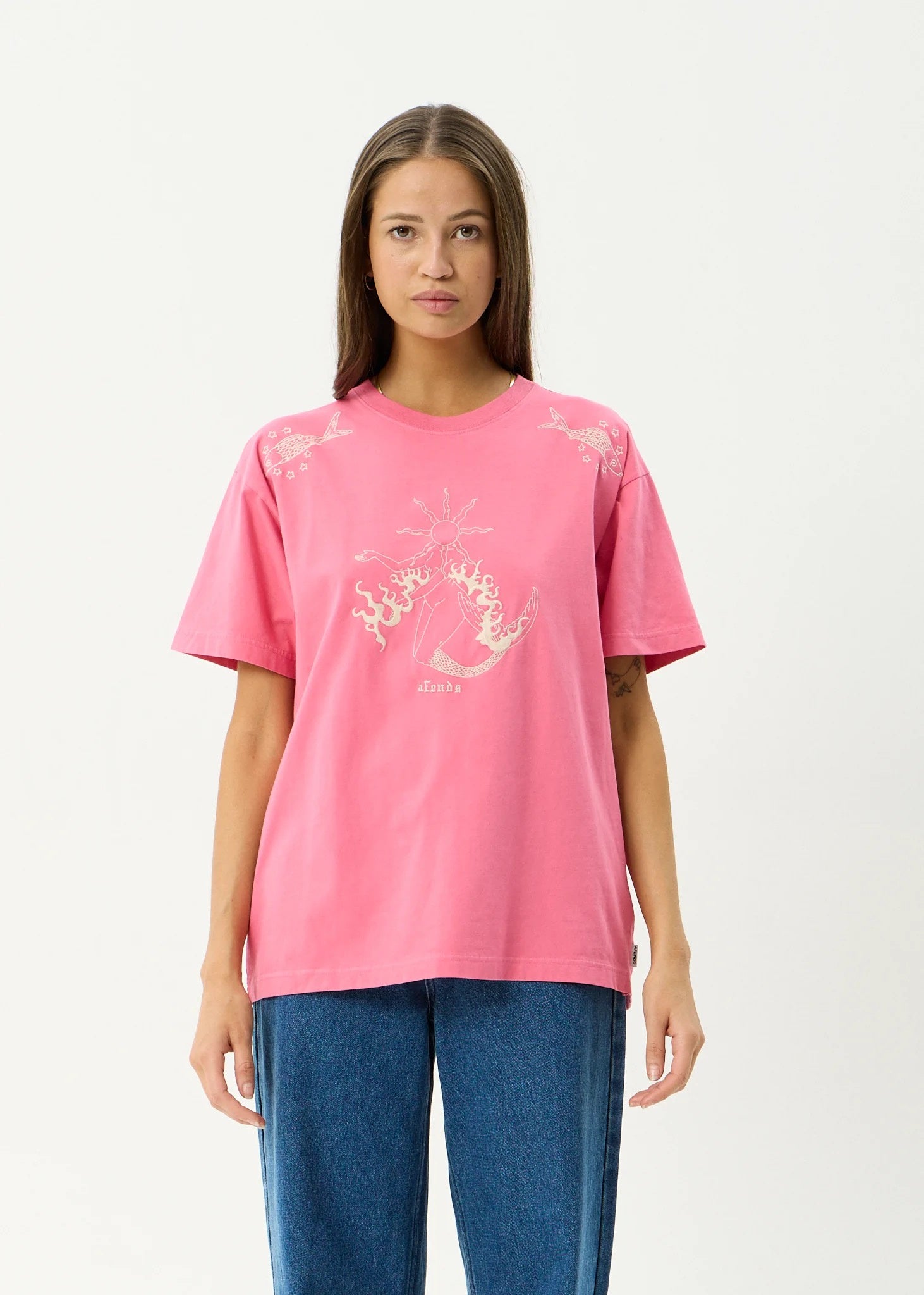 Afends Sea Siren - Oversized Tee - Washed Raspberry