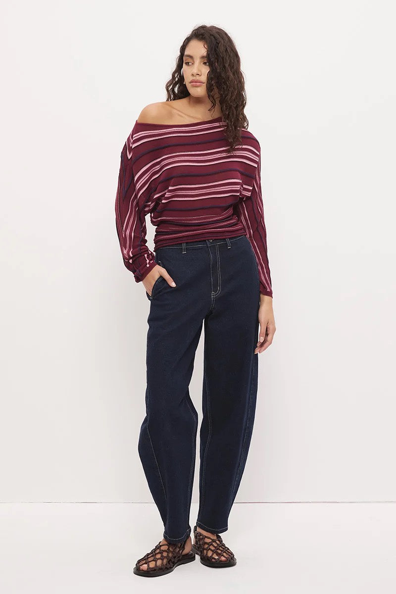 Mon Renn Selena Knot Top Berry Stripe