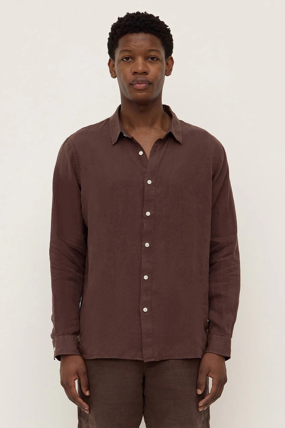 Assembly Everyday Mens Linen LS Shirt Ganache
