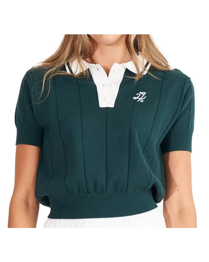 Huffer Line Knit Polo Golf Green/Chalk