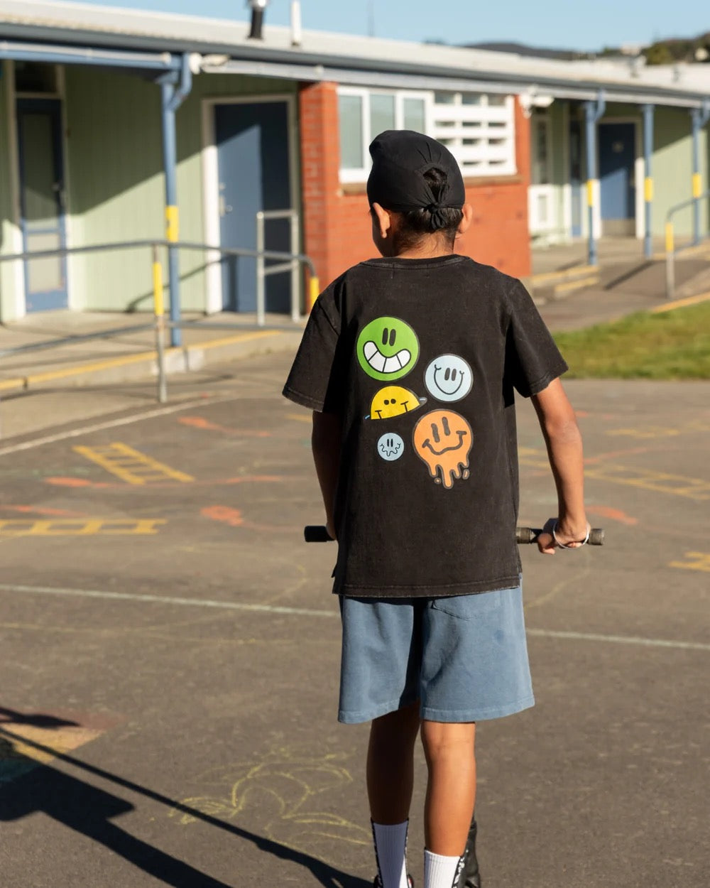 Band of Boys Black Wash Icon Smiley Tee