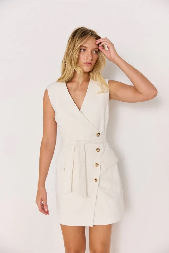 Mink Pink Irena Wrap Mini Dress White