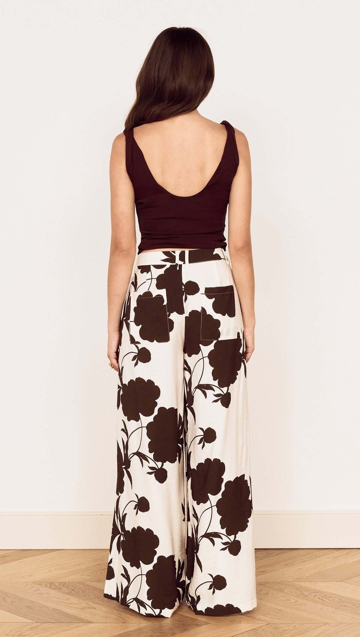 Mink Pink Elodie Wide Leg Pant Choc Floral