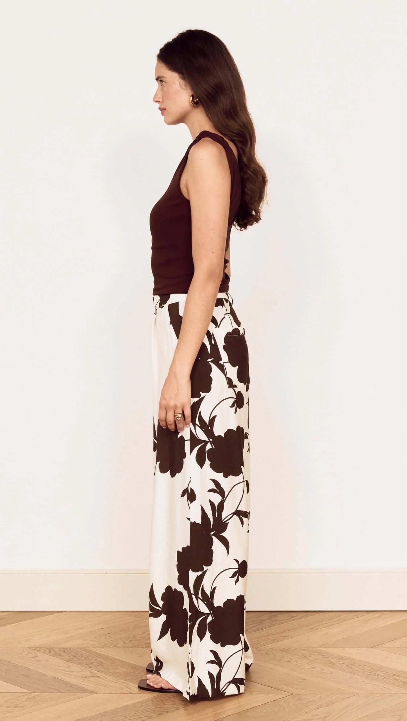 Mink Pink Elodie Wide Leg Pant Choc Floral