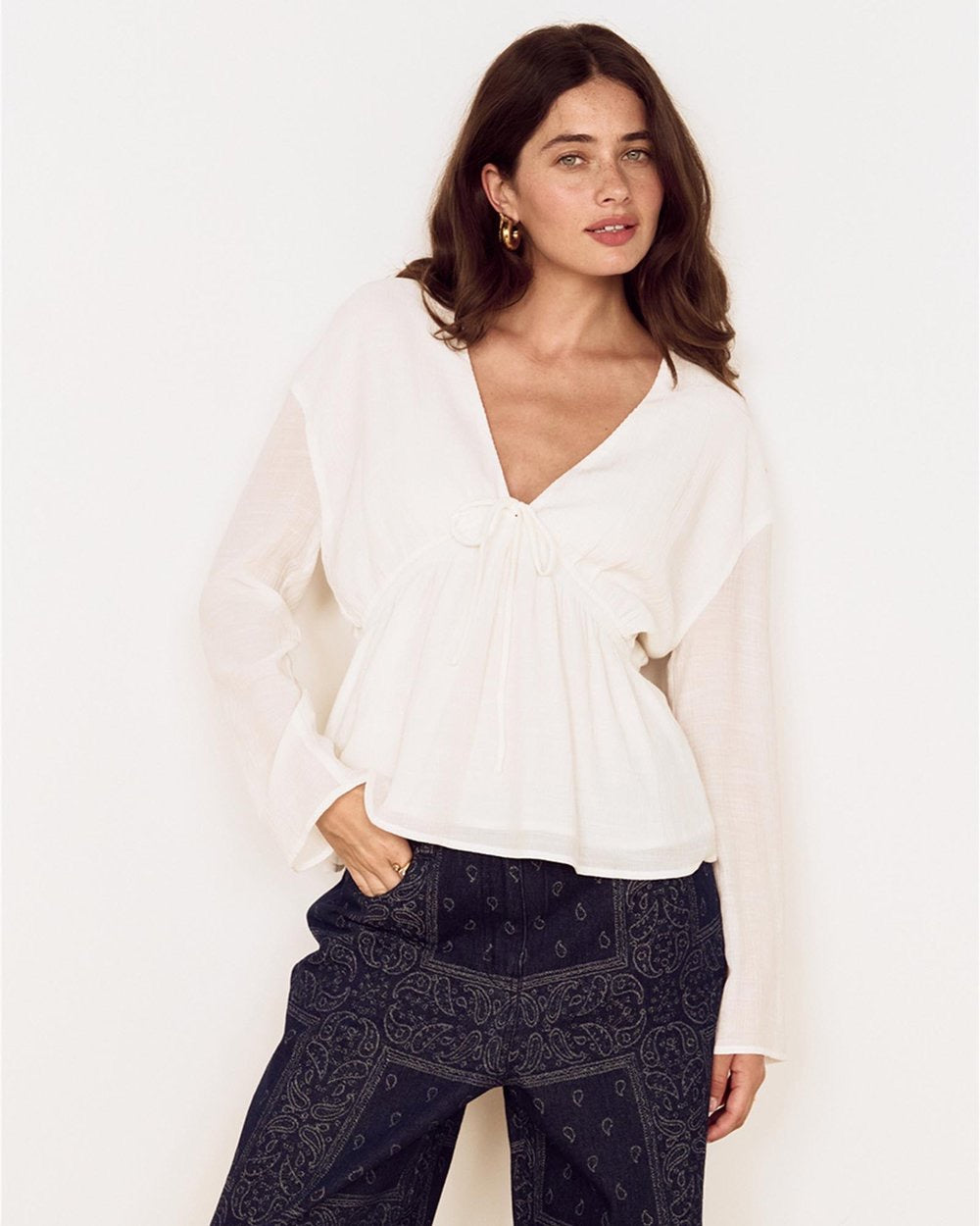 Mink Pink Aya Crinkle Blouse White