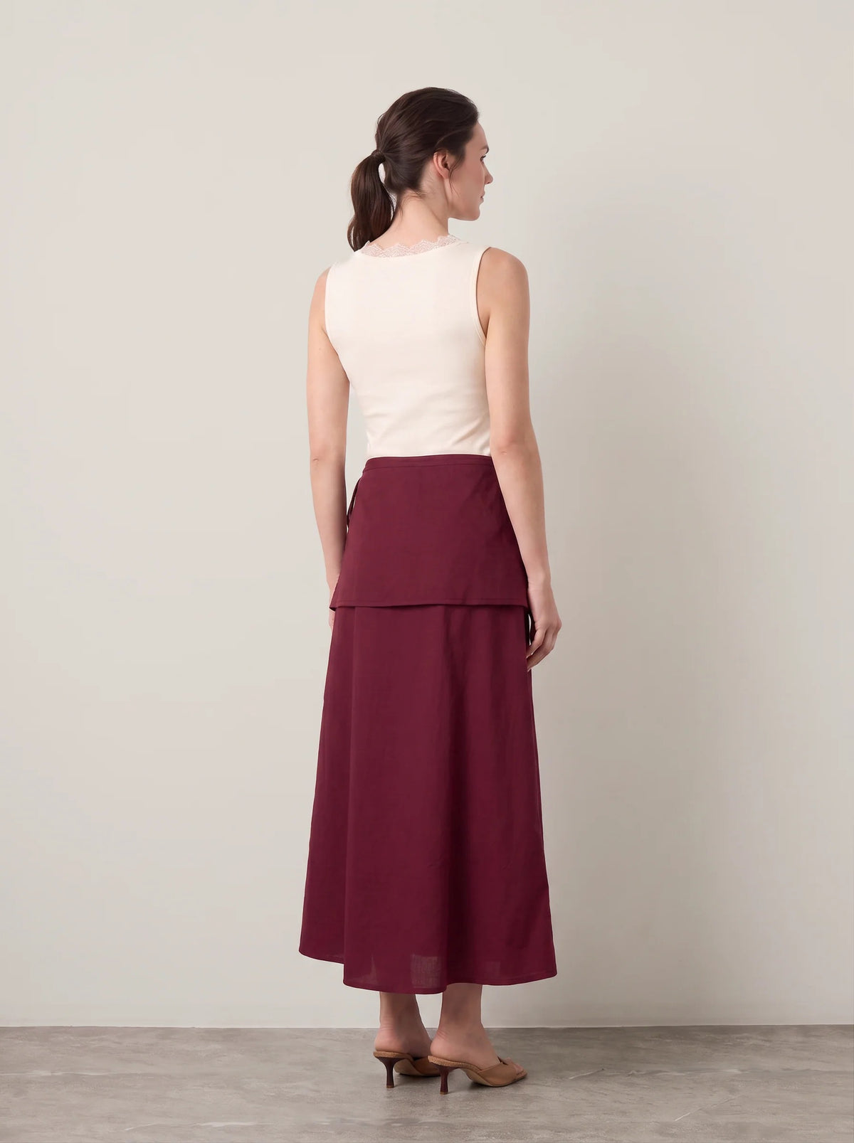 Mink Pink Lola Overlay Midi Skirt Wine