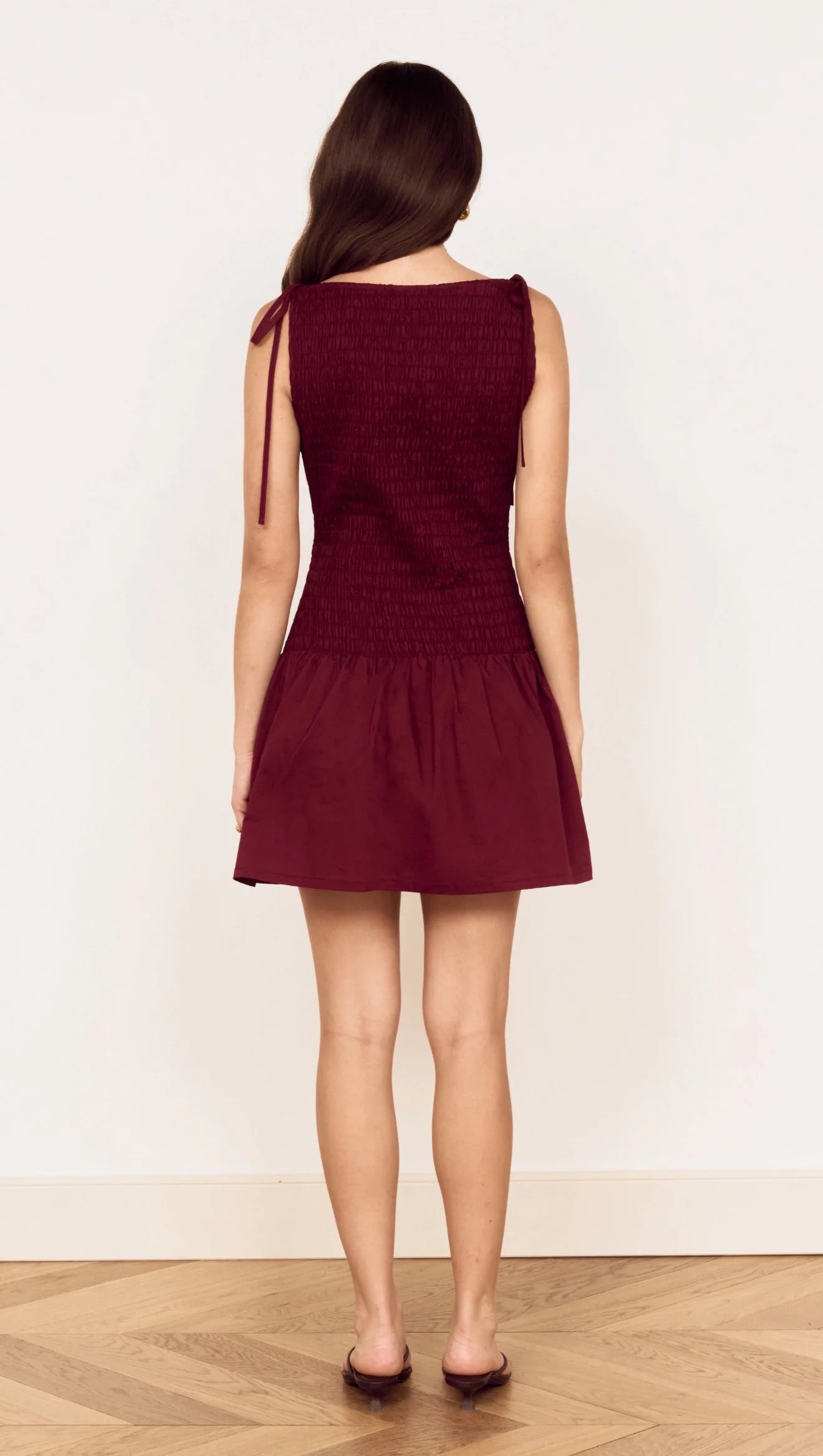 Mink Pink Lola Shirred Mini Dress Wine