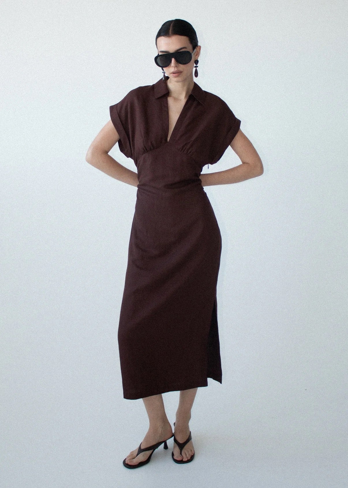 Staple the Label Rhodes Midi Dress Chocolate
