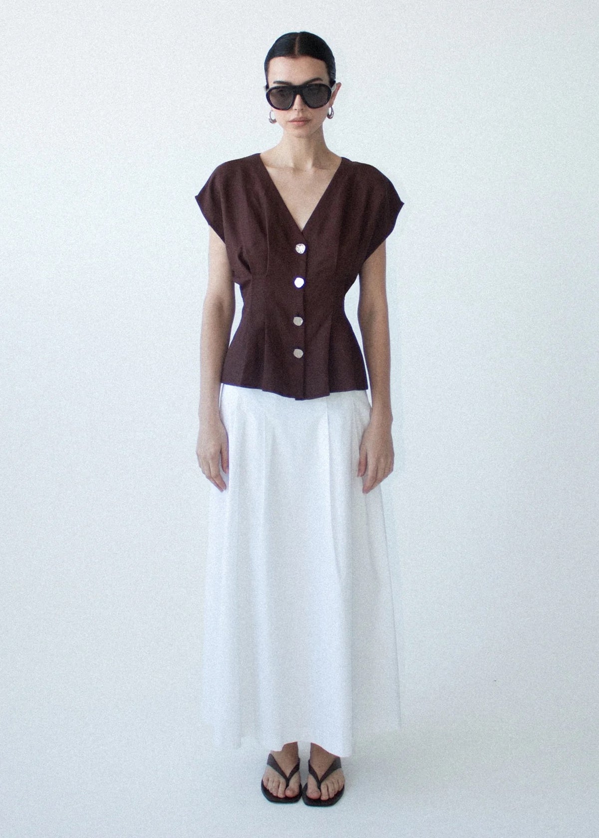 Staple the Label Rhodes V-Neck Top Chocolate