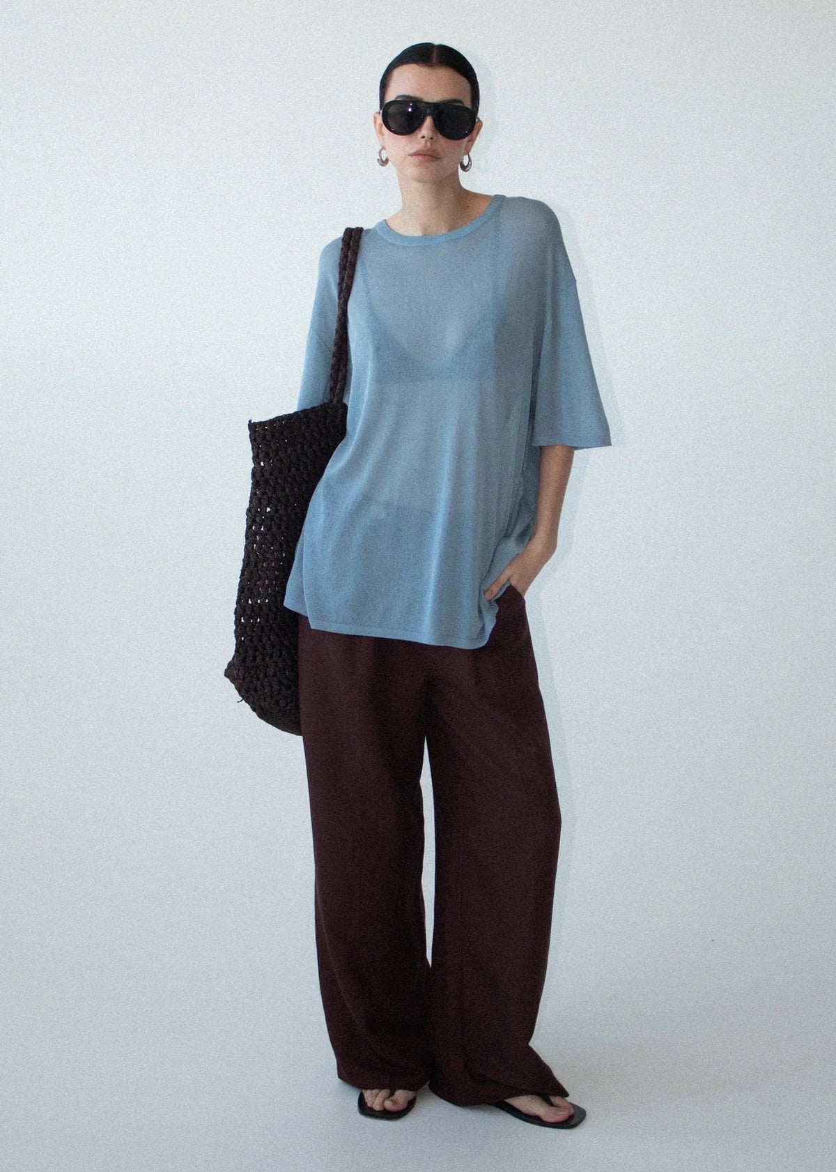 Staple the Label Orla Oversized Knit Tee Blue
