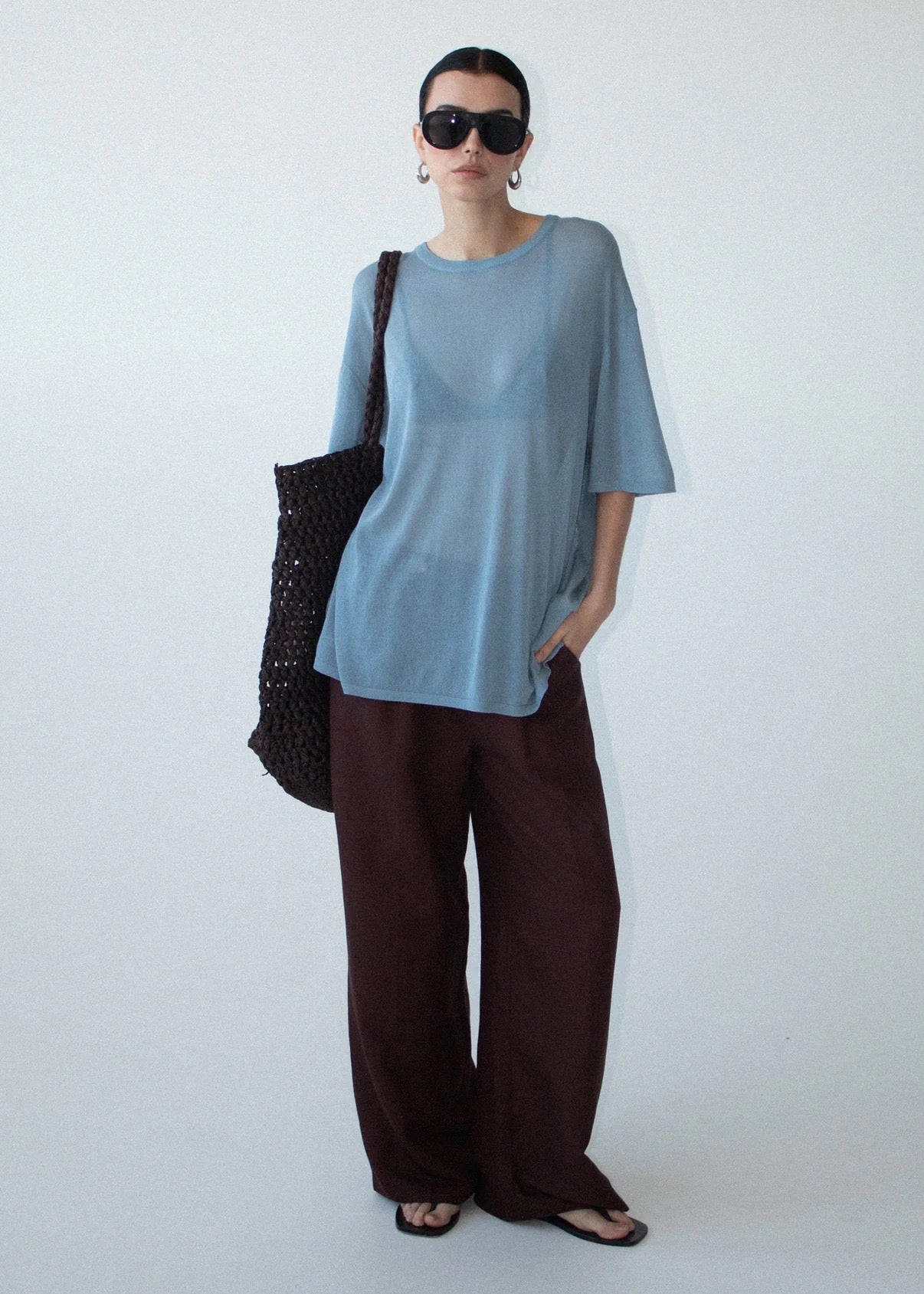 Staple the Label Orla Oversized Knit Tee Blue