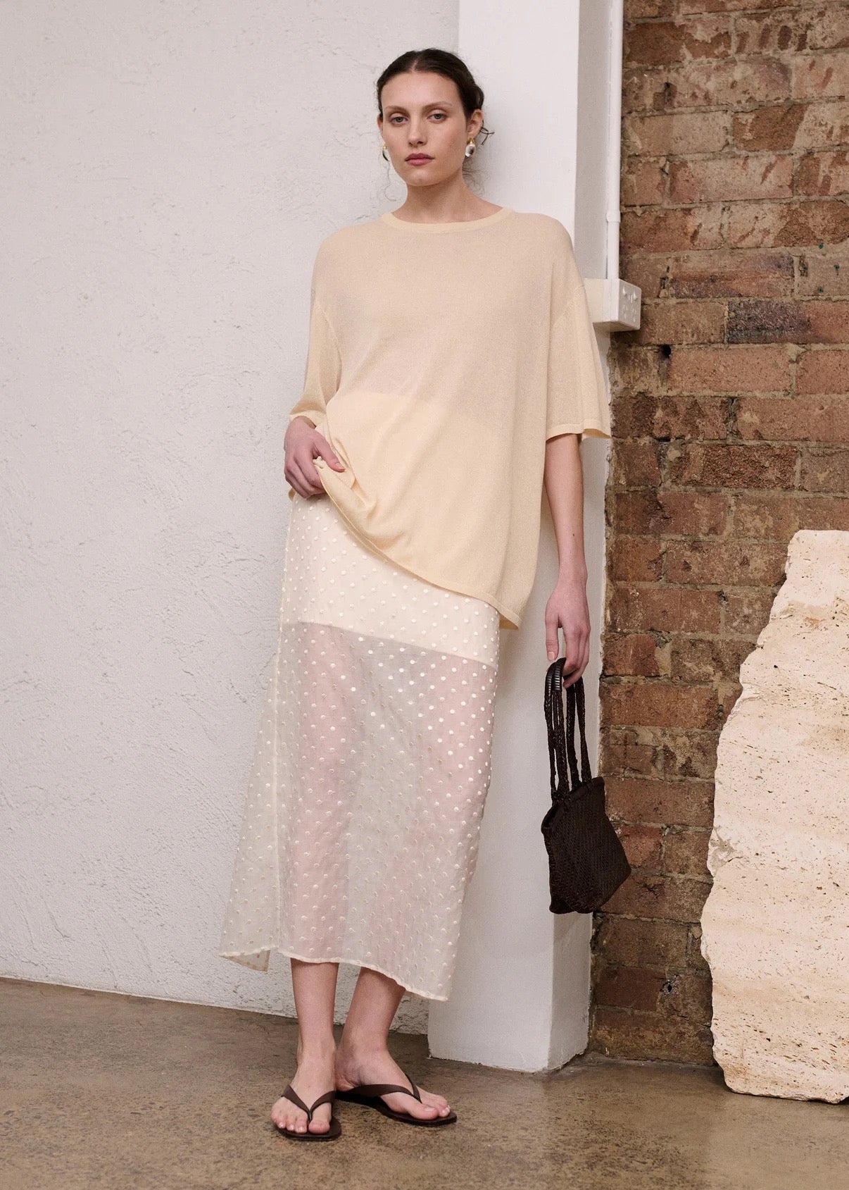 Staple the Label Orla Oversized Knit Tee White