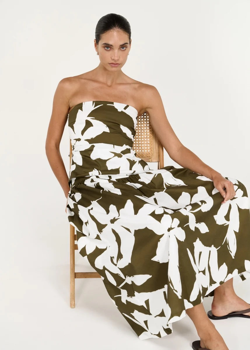 Staple the Label Liora Strapless Top Khaki/Cream